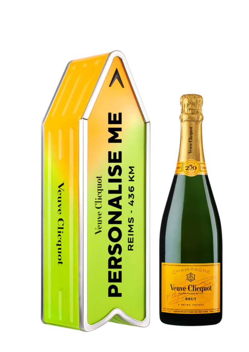 Champagne Veuve Clicquot Brut - Arrow Groen met gepersonaliseerde tekst