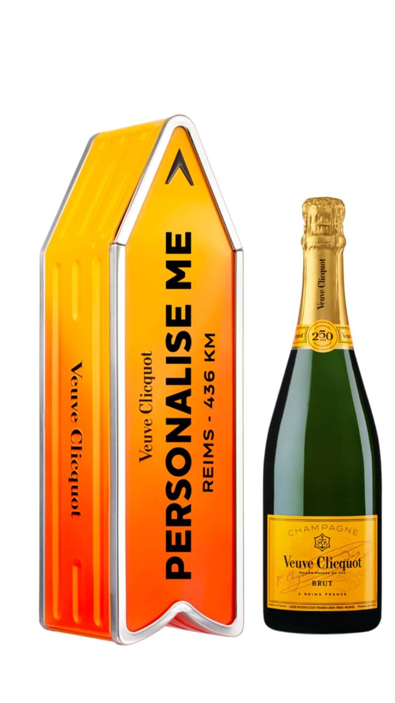 Champagne Veuve Clicquot Brut - Arrow Oranje met gepersonaliseerde tekst