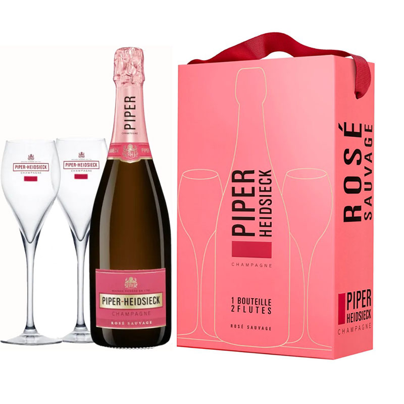 Piper-Heidsieck Rosé Sauvage geschenkset flutes