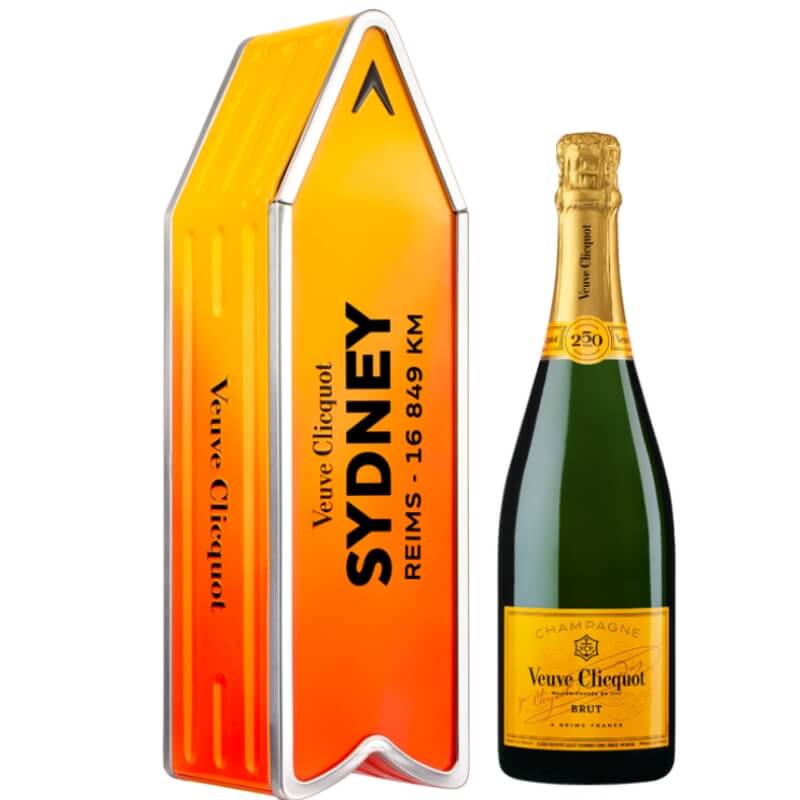 Champagne Veuve Clicquot Brut - Arrow Oranje met gepersonaliseerde tekst