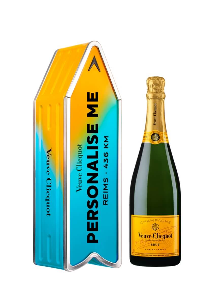 Champagne Veuve Clicquot Brut - Arrow Blauw met gepersonaliseerde tekst